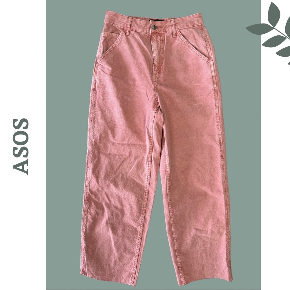 🛍️3/$40 Asos Pink Peach Straight Leg Colored Denim Pant Size 4